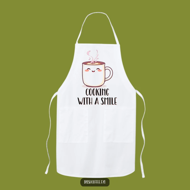 Funny Steaming Mug Character Apron: Cheerful Rosy Blush Coffee Cup Funny Kitchen Gift