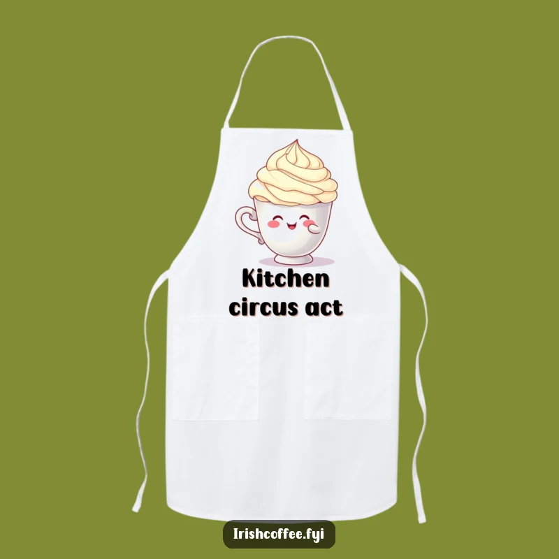 Funny Balancing Cup Character Apron: Cream Swirl Humorous Kitchen Gift