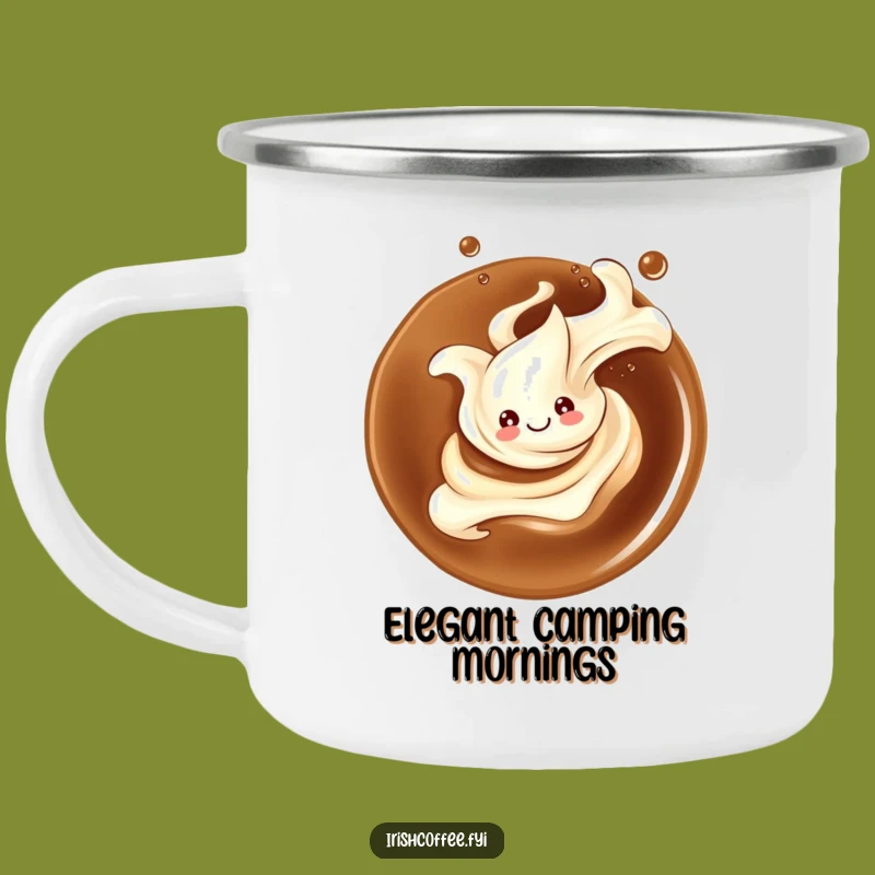 Funny Smiling Cream Splash Camping Mug - Elegant Adventures, Ideal Funny Gift