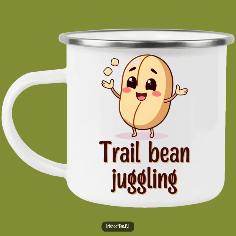 Funny Coffee Bean Camping Mug: Energy & Laughs for Outdoor Brews