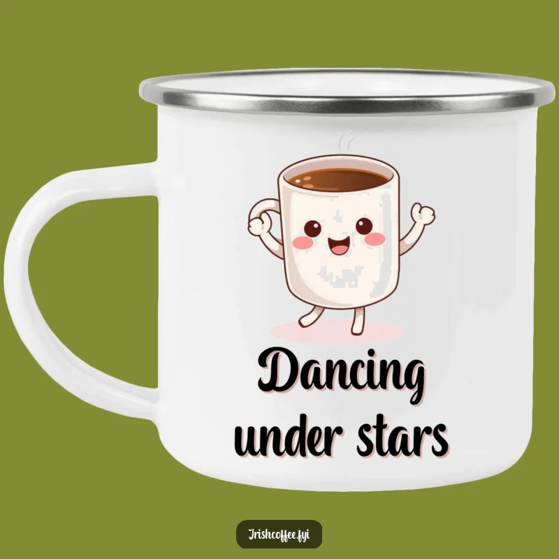 Funny Coffee Camping Mug: Dancing Cheerful Outdoor Gift