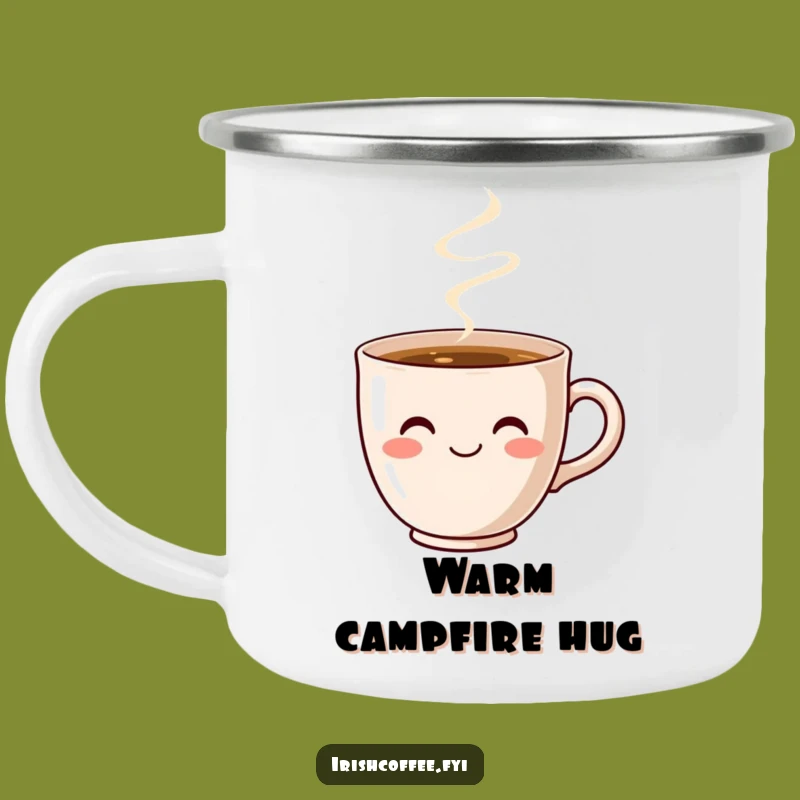 Funny Coffee Cup Smile Camping Mug - Durable Warmth, Outdoor Humor Gift