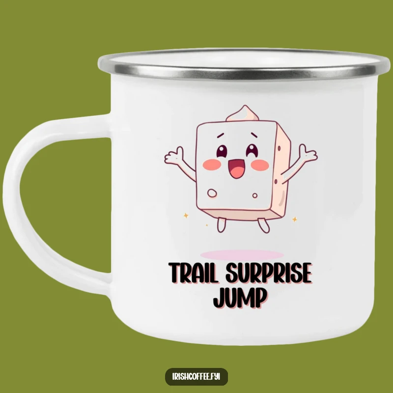 Funny Surprised Sugar Cube Jumps Camping Mug - Adventure Surprise!