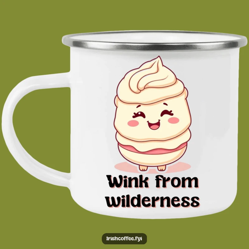 Funny Camping Mug with a Winking Cream Layer Character a Sweet Outdoor Gift