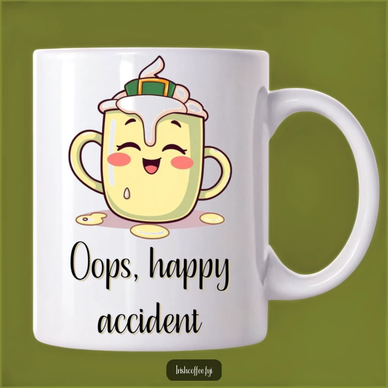 Funny Irish Coffee Mug: Giggling Character Spills Cream, Perfect Funny Gift!