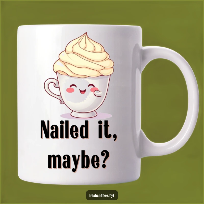 Funny Balancing Cup Character Mug: Coffee Cream Swirl Humorous Funny Gift Mug