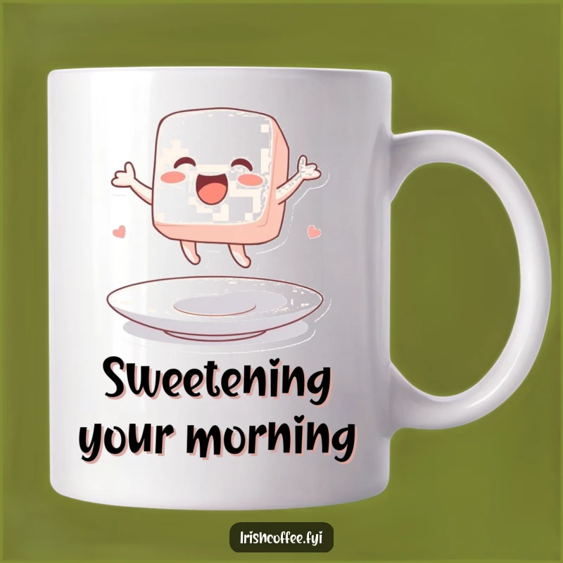 Funny Sugar Cube Mug an Excited Jump Gift for Sweet Coffee Lovers