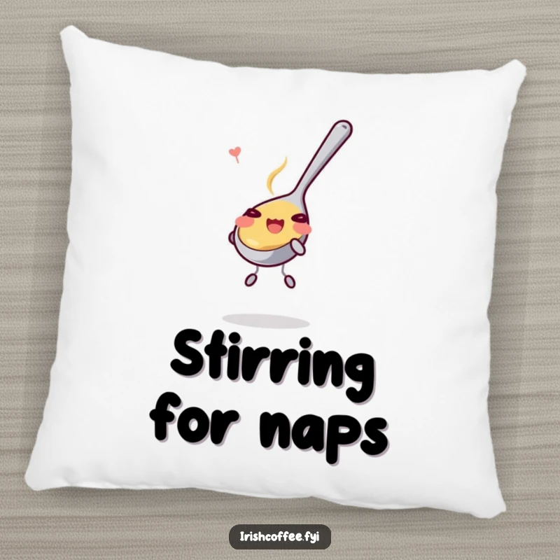Funny Pillow: A delightful teaspoon stirring with glee, offering comfort and a dose of playful humor. Perfect for adding charm to any seating area.