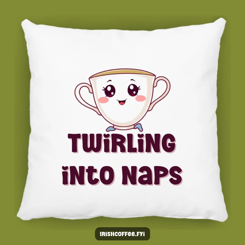 Cozy Funny Teacup Pirouette Pillow: Soft Cushion with a Twirling Teacup, Cozy Funny Gift