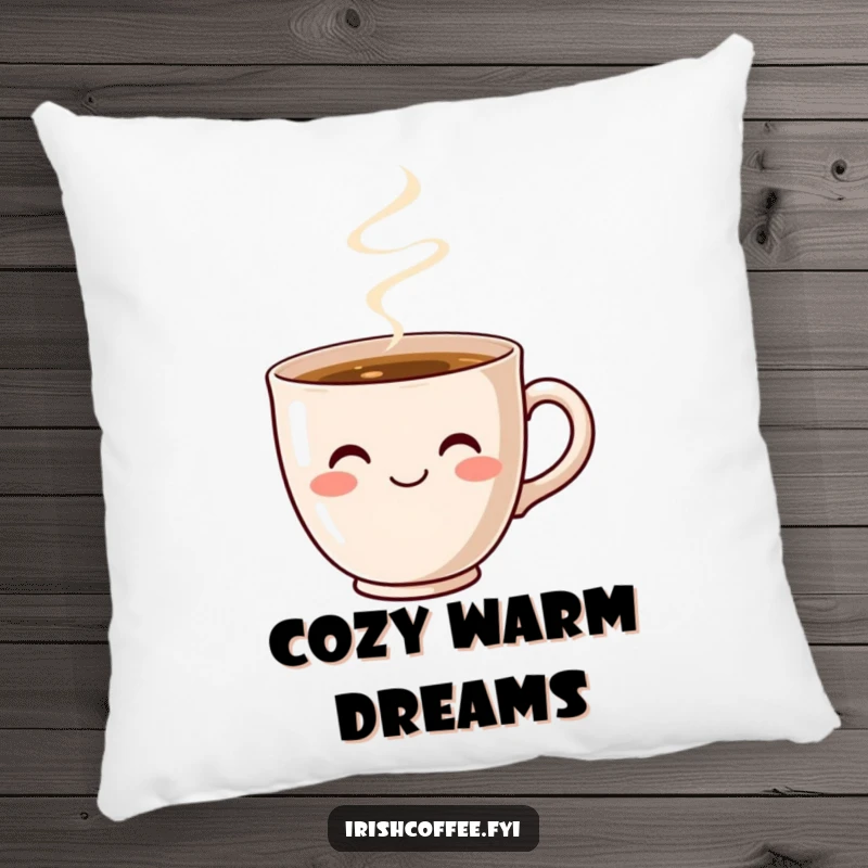 Funny Coffee Cup Smile Pillow: A cute, smiling coffee cup steams, offering soft comfort and cozy humor.