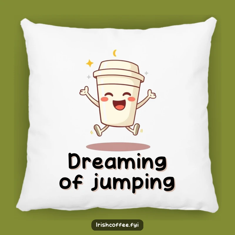 Funny Coffee Jump Pillow: Cozy Beaming Character Decor, Gift