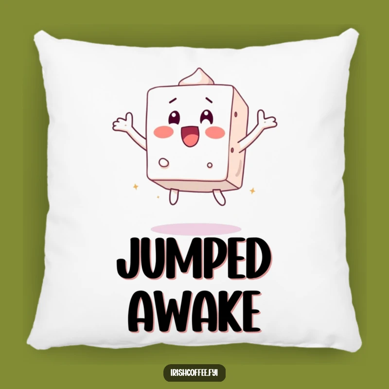 Funny Surprised Sugar Cube Jumps Pillow - Cozy Shocking Comfort!