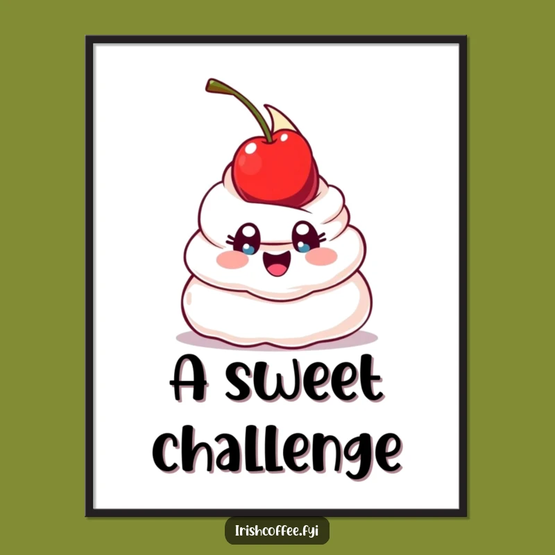 Funny Whipped Cream Balance Digital Art: Printable Decor of a Balancing Dollop, Instant Funny Gift