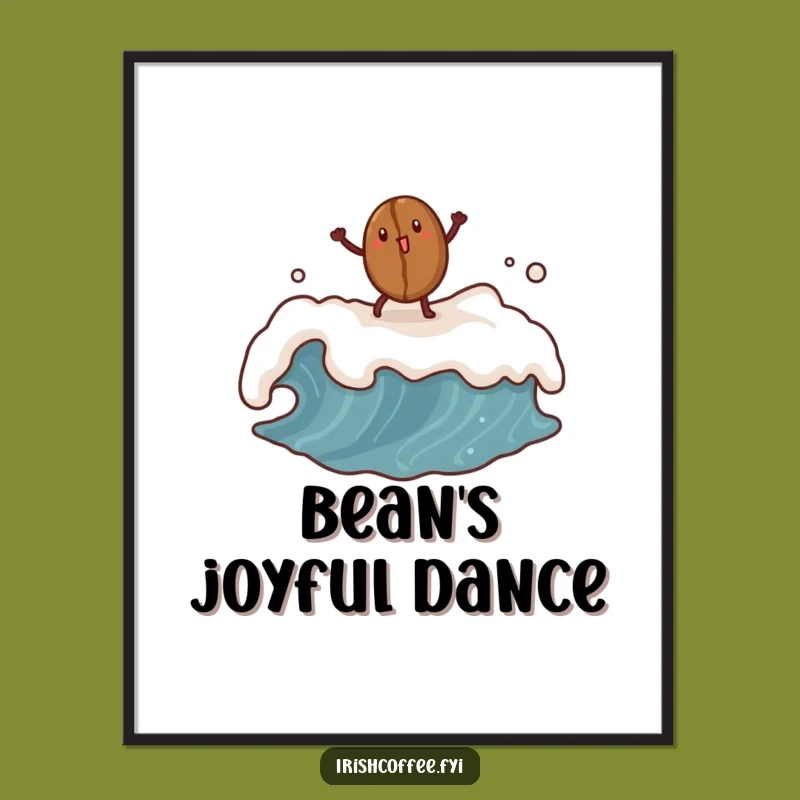 Funny Coffee Bean Wave Digital Art: Instant Brew Joy, A Humorous Decor Gift