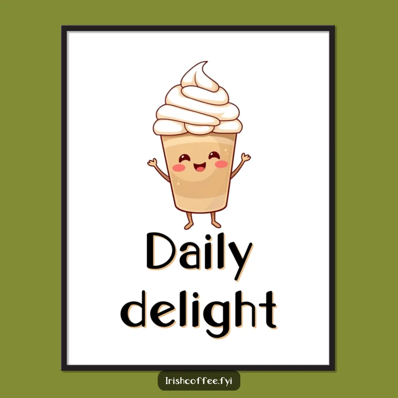 Funny Coffee Dance Digital Art - Happy Whipped Cream Printable, Perfect Funny Gift for Instant Decor