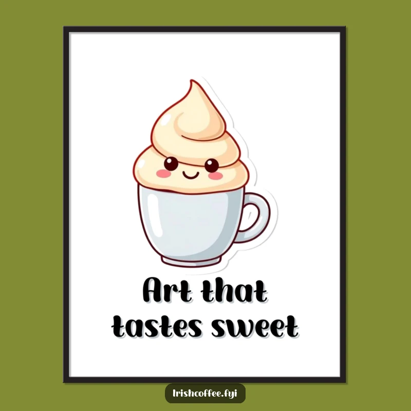 Funny Cream Swirl Digital Art - Whimsical Character Print for Instant Joy