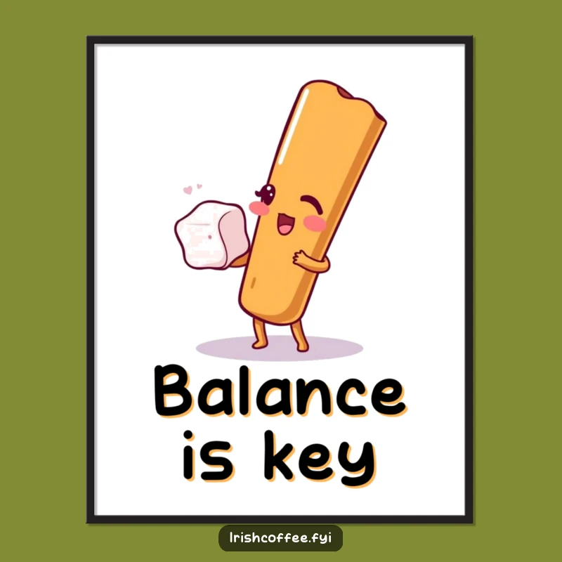 Funny Digital Art: Cinnamon Winking Sugar Balance, Flavorful Humor for Your Walls