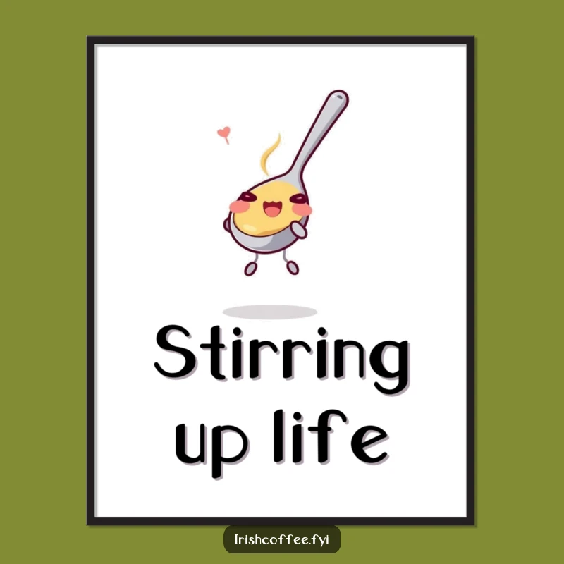 Funny Happy Teaspoon Stirring Playfully Digital Art Print: Instant Joyful Decor!