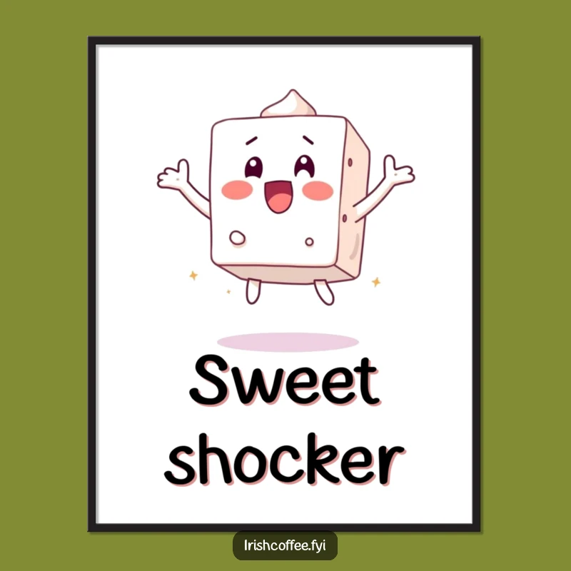 Funny Surprised Sugar Cube Jumps Print - Instant Playful Decor!