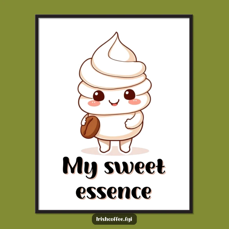 Funny Whipped Cream Coffee Digital Art: Sweet Charm for Your Walls