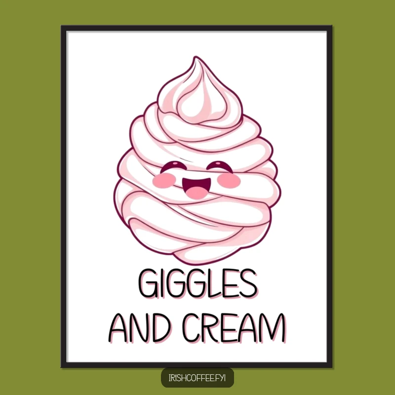 Funny Whipped Cream Digital Print - Instant Humor with This Cheerful Swirl Design