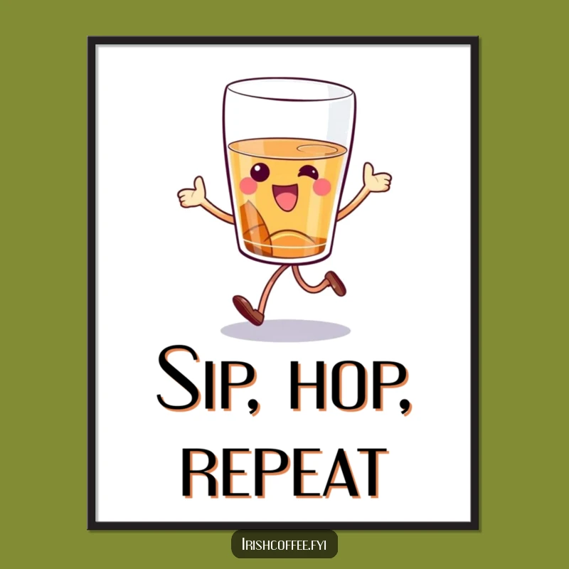 Funny Whiskey Glass Hop Digital Art: Instant Humor for Your Digital Space