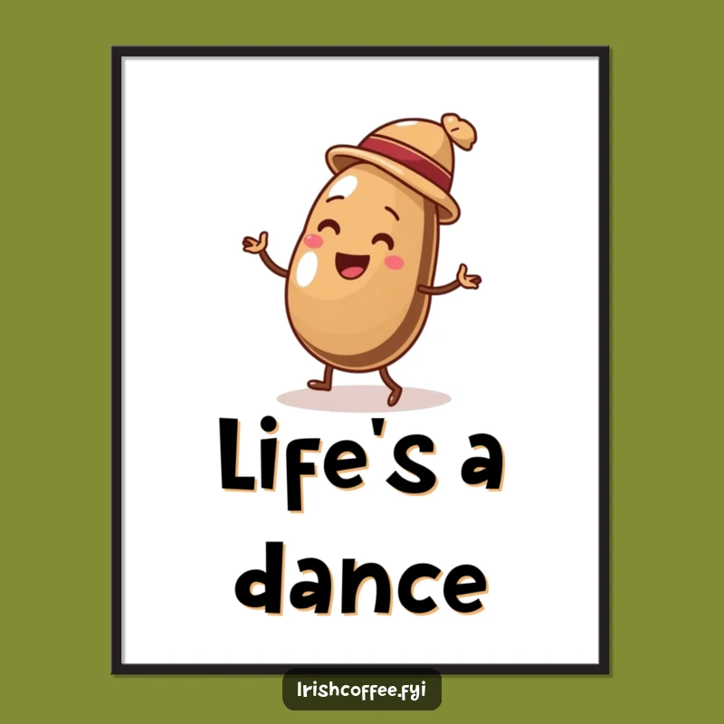 Funny Coffee Bean Jig Digital Art: Printable Decor of a Dancing Bean, Instant Funny Gift