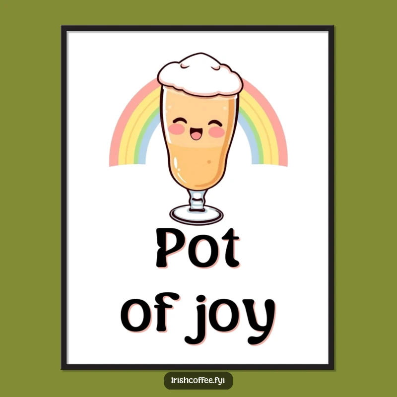 Funny Rainbow Irish Coffee Digital Art - Giggling Glass Printable, Perfect Funny Gift for Instant Decor