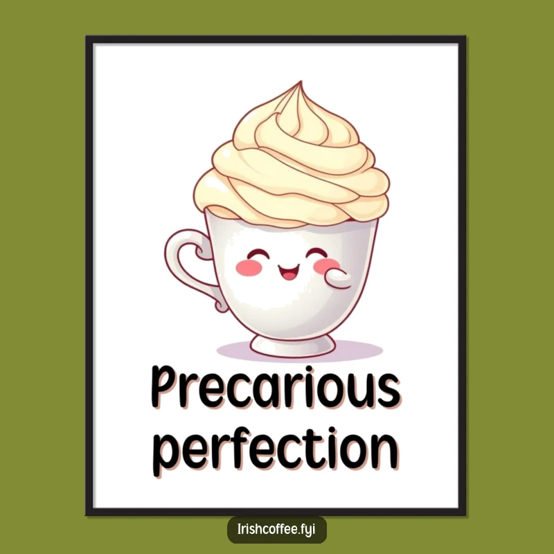 Funny Balancing Cup Character Digital Art: Cream Swirl Humorous Gift