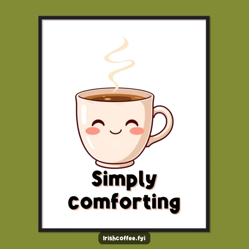 Funny Coffee Cup Smile Digital Print - Instant Cozy Decor, Whimsical Humor Gift