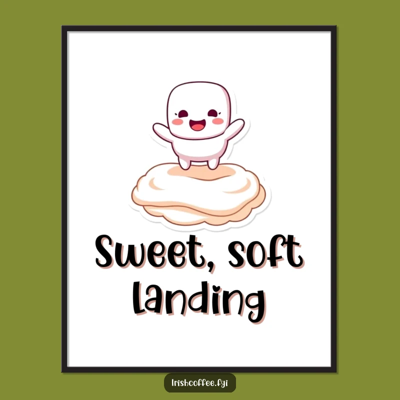 Funny Marshmallow Bounce Digital Art - Sweet Topping Print, Instant Funny Gift