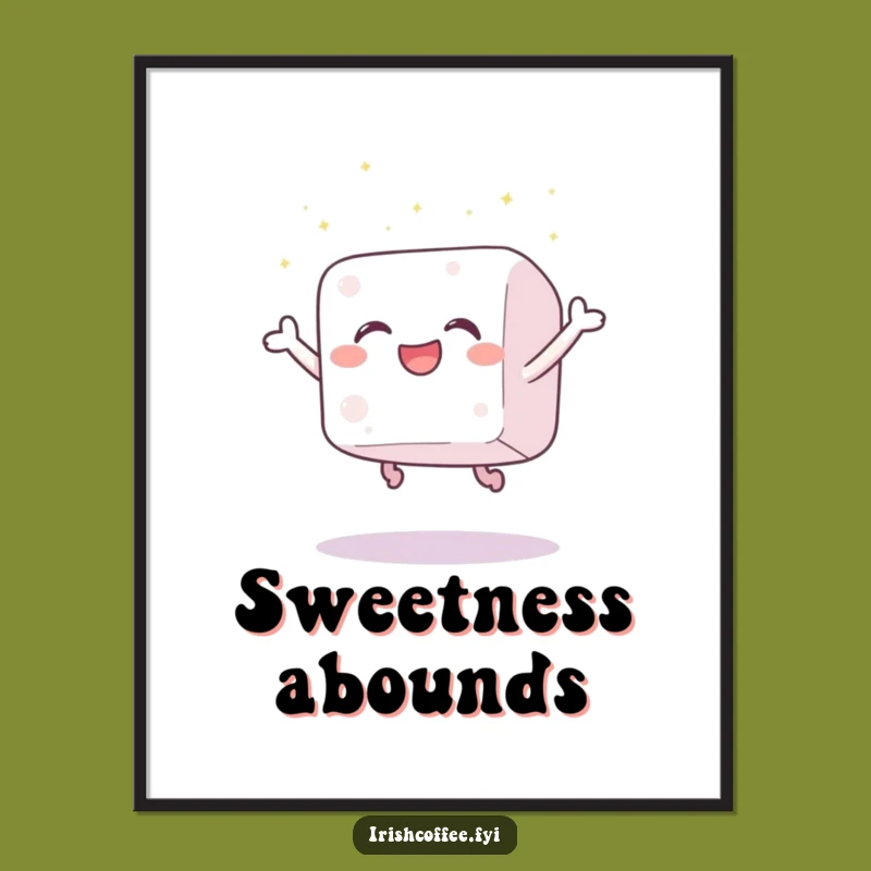 Funny Sugar Cube Joy Digital Art: Printable Decor of a Leaping Cube, Instant Funny Gift