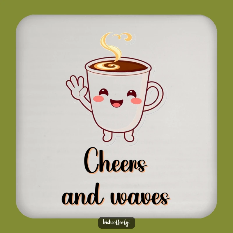 Funny Coffee Wave Coaster - Protect Surfaces with a Friendly Hello