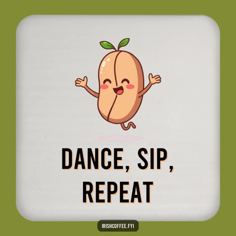 Funny Coffee Bean Character Coaster an Energetic Drink Protector Gift