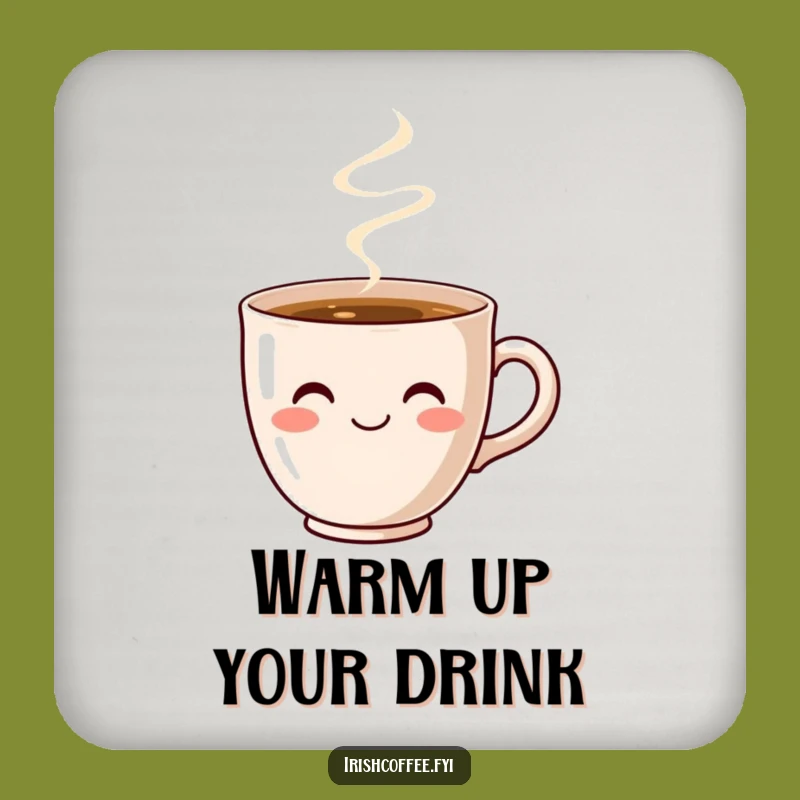 Funny Coffee Cup Smile Coaster - Protect Surfaces with Warmth, Cozy Humor Gift