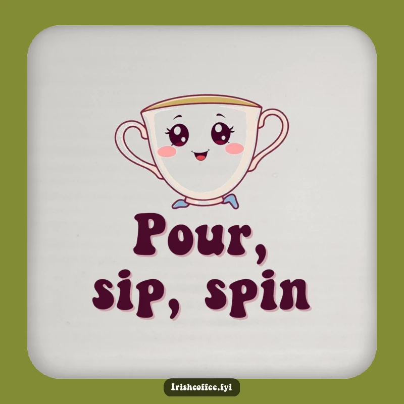Funny Teacup Pirouette Drink Coasters: Protect Surfaces with a Twirling Teacup, Set of Funny Gifts