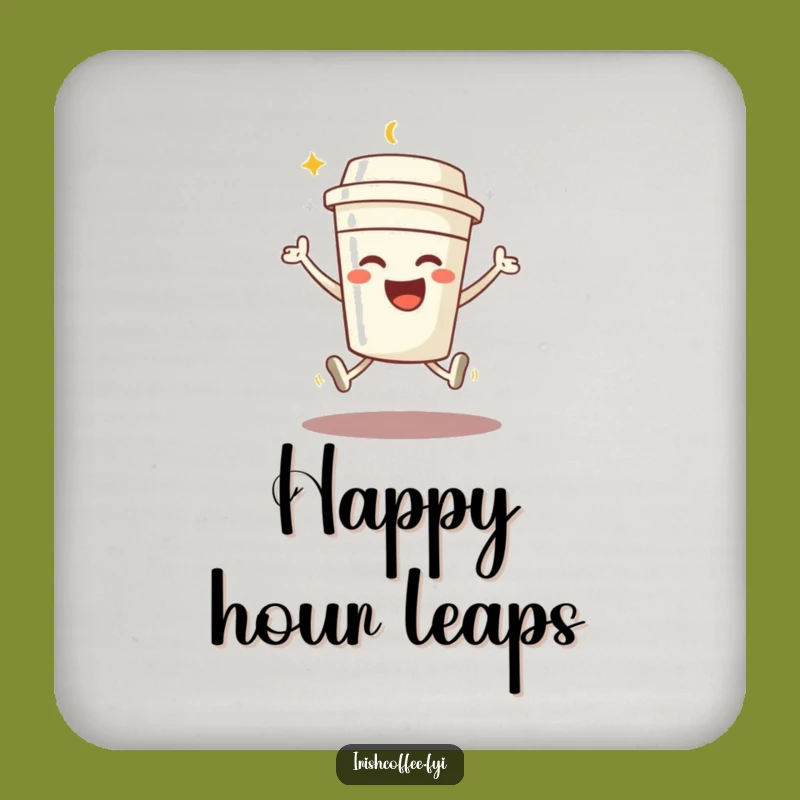 Funny Coffee Jump Coaster: Beaming Character, Joyful Bar Decor Gift