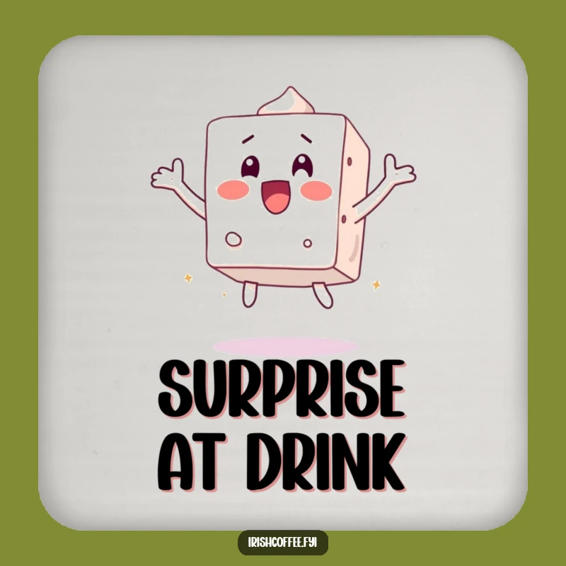 Funny Surprised Sugar Cube Jumps Coaster - Sweet Surprise Protection!