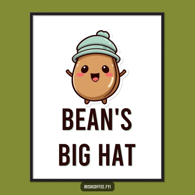 Funny Coffee Bean Hat Poster: Add Bean Charm to Your Walls, Perfect Gift