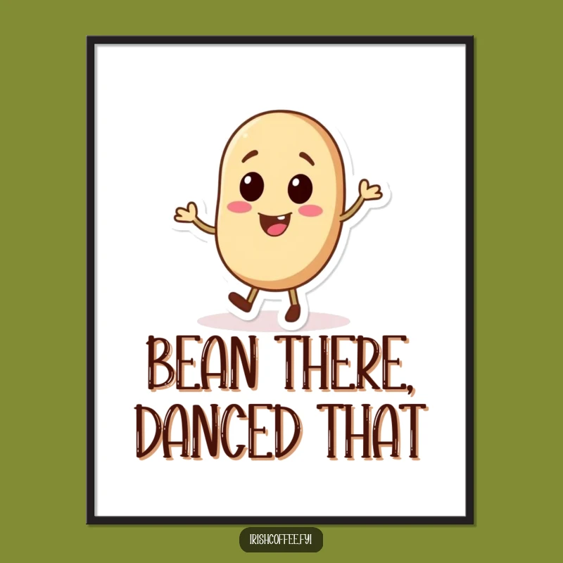 Funny Coffee Bean Poster - Jolly Tap Dancer Art, Vibrant Decor Gift