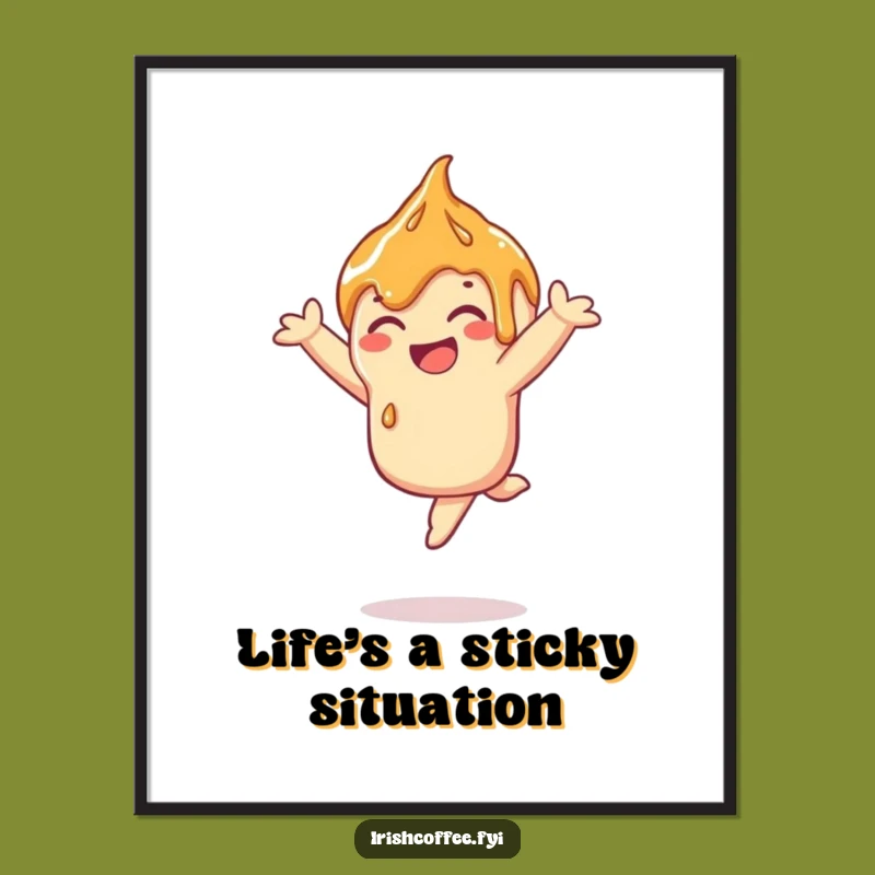Funny Caramel Leap Poster: Lively Drizzle Art, A Humorous Decor Gift
