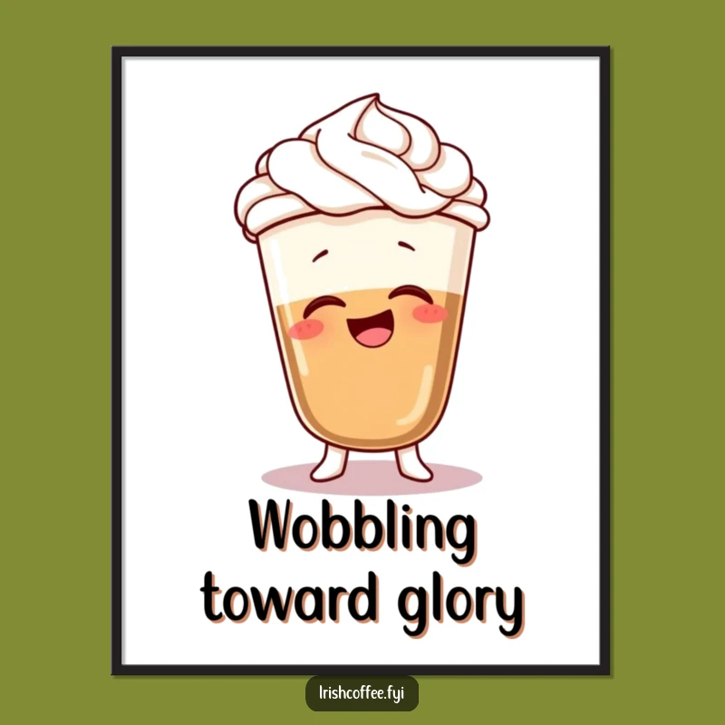 Funny Coffee Wobble Poster: Giggling Character Art, Humorous Wall Decor Gift