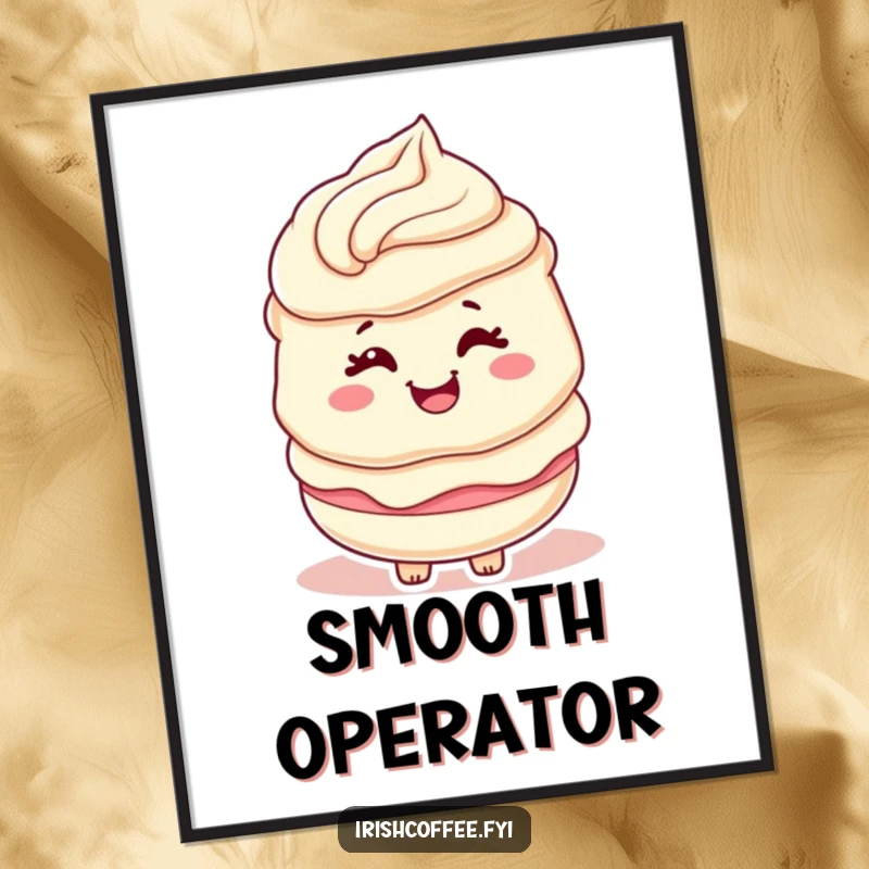 Funny poster art of a cream layer character winking playfully with a swirl, a sweet and humorous decoration.