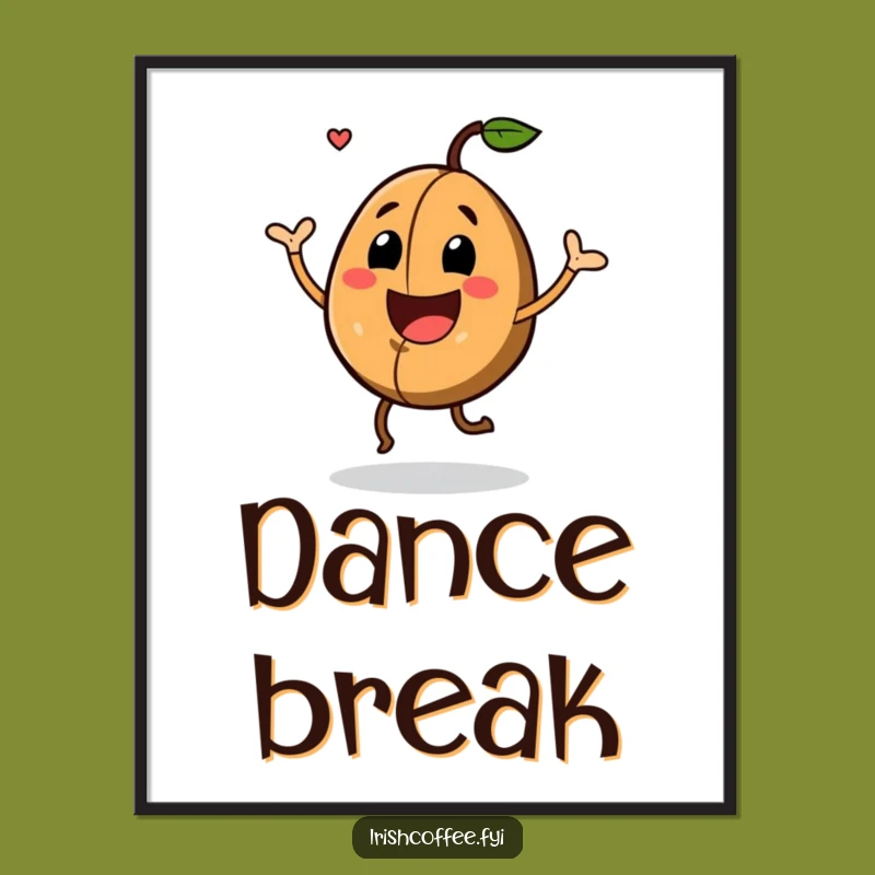 Funny Dancing Coffee Bean Poster: Decorate with Joyful Energy and a Happy Grin