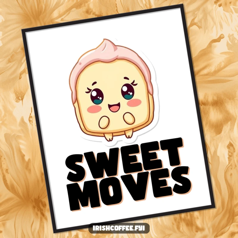 Funny poster featuring a delighted pastry shard bobbing playfully, adding sweet and humorous charm to your wall art.