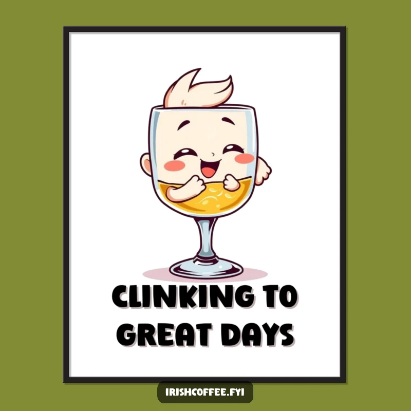 Funny Giggling Whiskey Glass Clinking Poster: Decorate With Spirit!