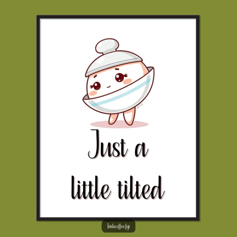 Funny Saucer Tipping Poster: Quirky Tableware Character Art, Great Funny Gift!
