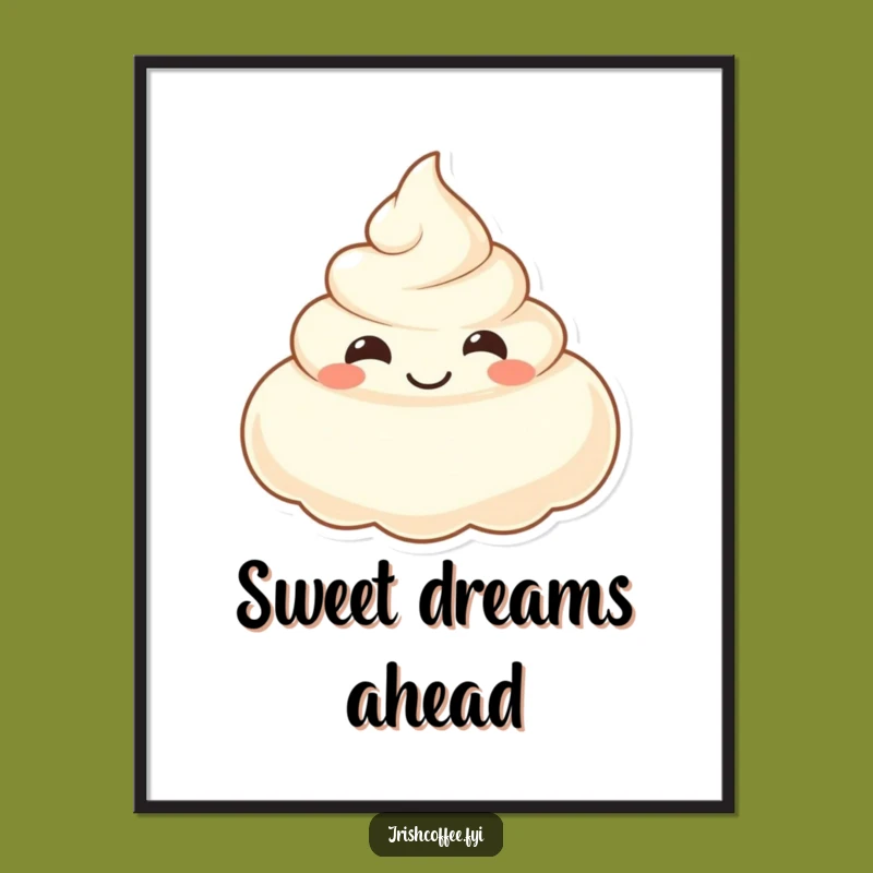 Funny Smiling Cream Poster - Whimsical Dessert Art for Your Walls