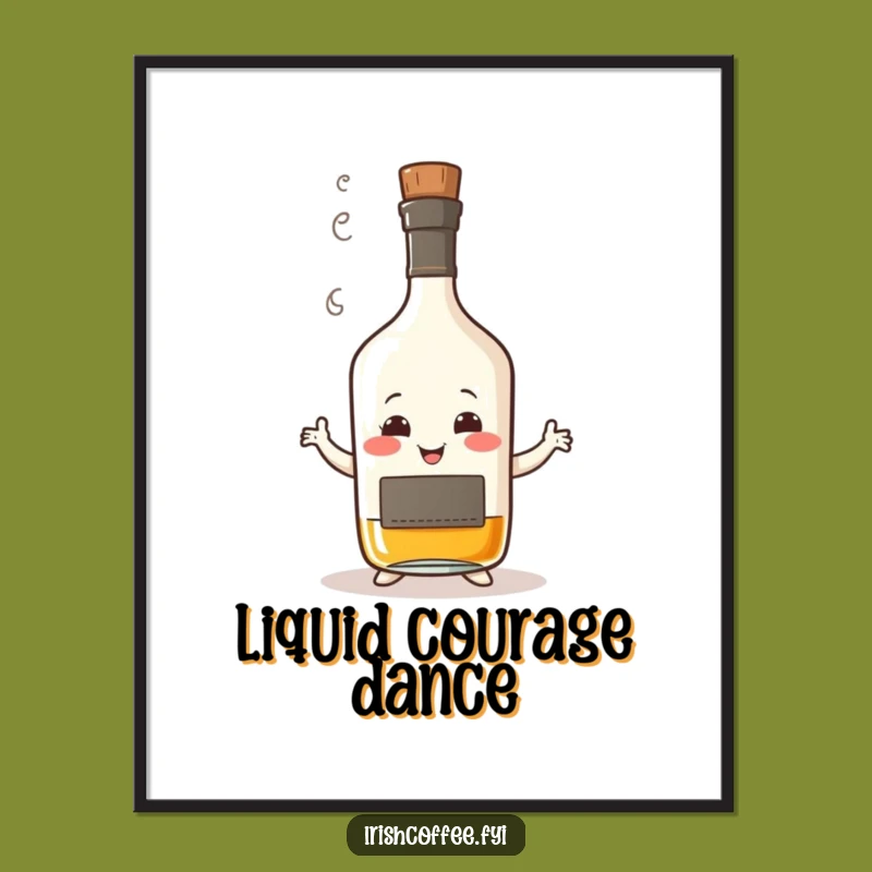 Funny Whisky Dance Poster: Spirited Wall Art of a Wobbly Bottle, Unique Funny Gift Decor