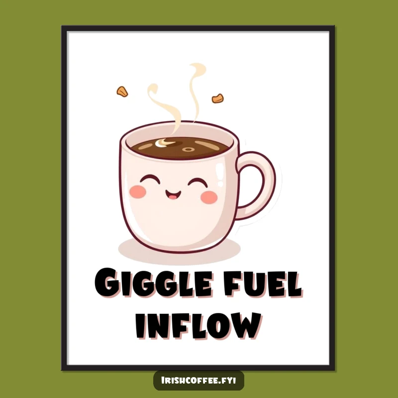 Funny Giggle Mug Poster: Whimsical Coffee Art, Perfect Humorous Wall Decor Gift